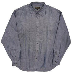 Vintage Harry Rosen Dress Shirt Made in Italy Houndstooth Blue XL